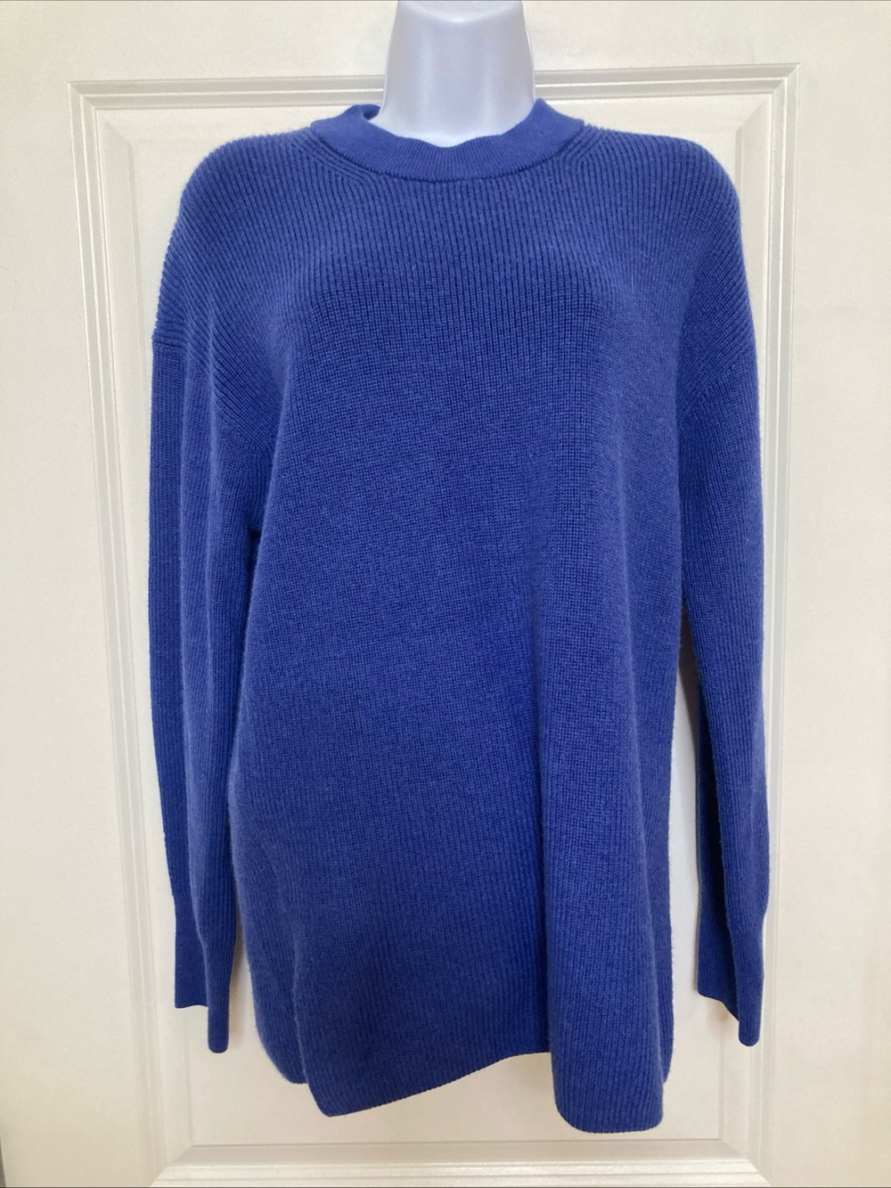 Lululemon Merino Wool Blend Ribbed Crewneck Sweater 8 Heathered Psychic Blue